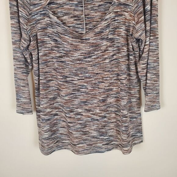 Lane Bryant Brown Marled Cutout Long Sleeve Blouse Size 18/20 - Picture 3 of 7